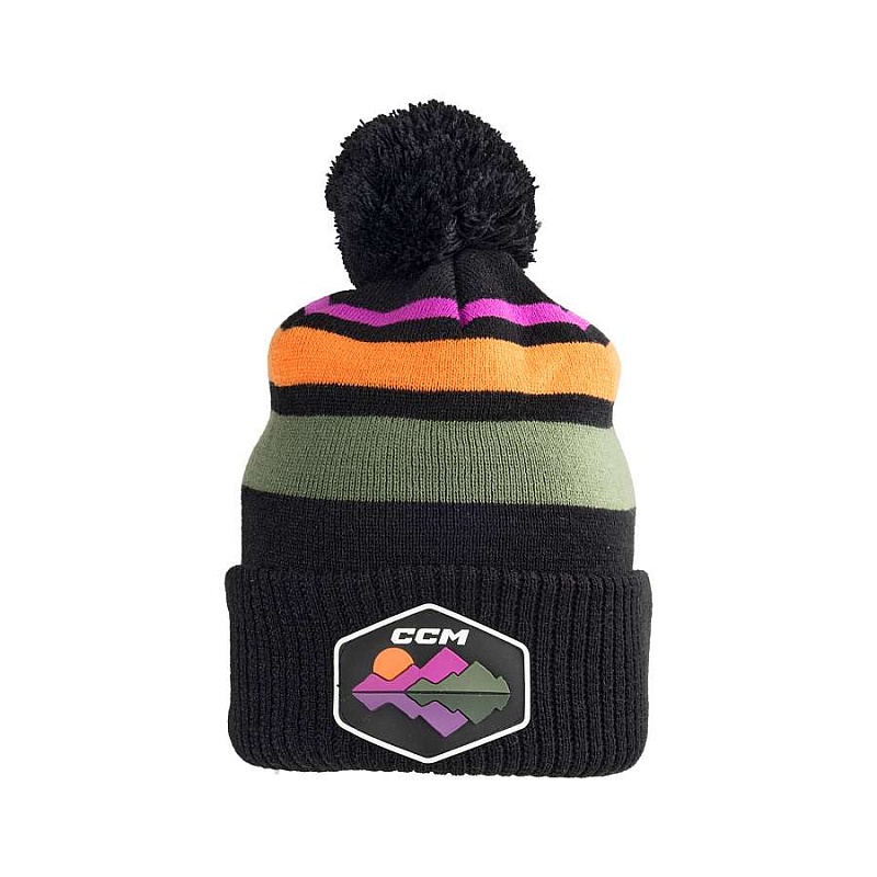 Шапка CCM WINTER COLLECTION POM KNIT STRIPED AD BLACK