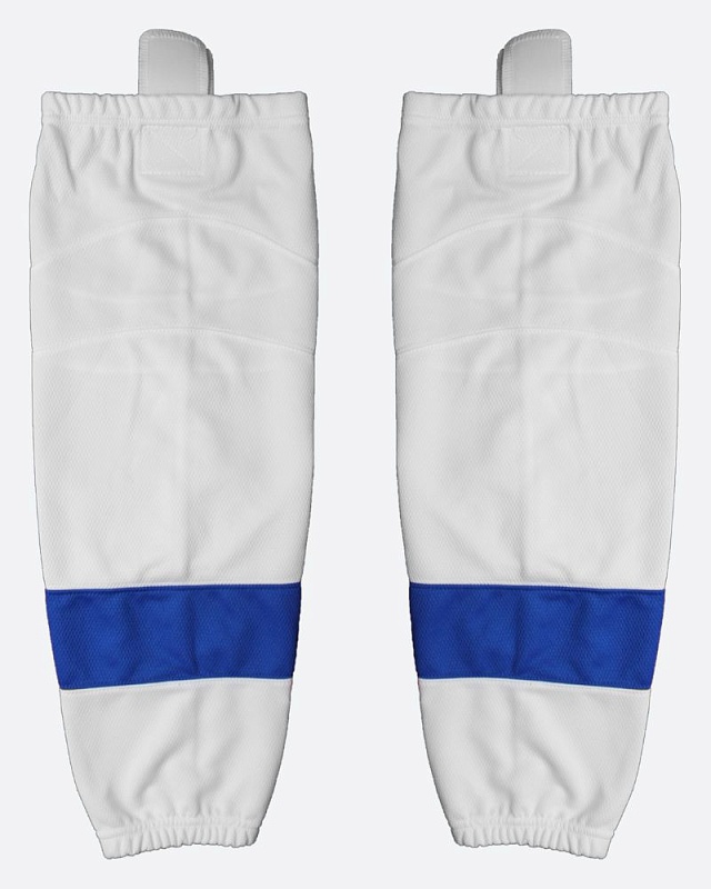 Гамаши HOCKEY STYLE белые c полосой син. JR 