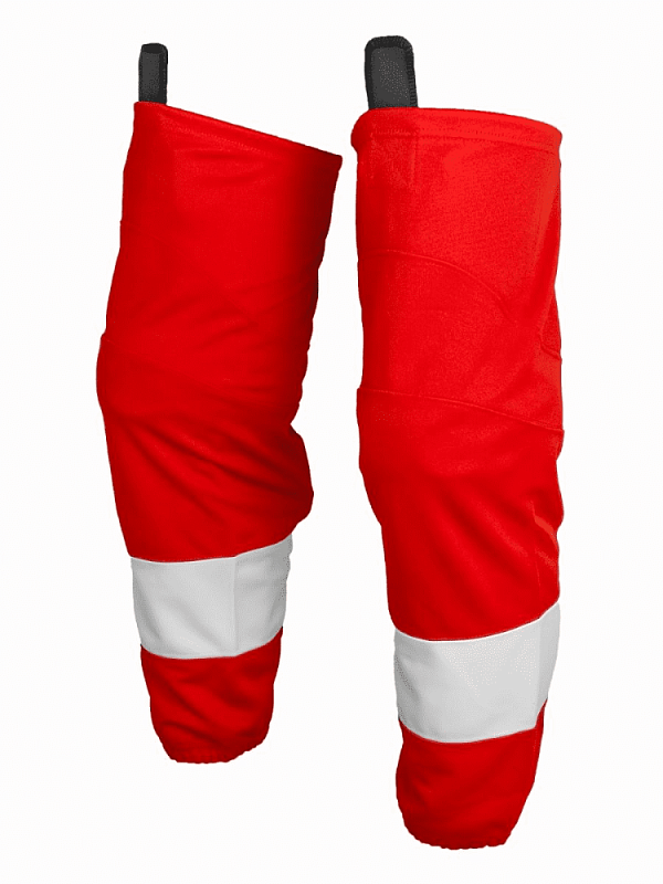 Гамаши HOCKEY STYLE красные с полосой бел. YTH